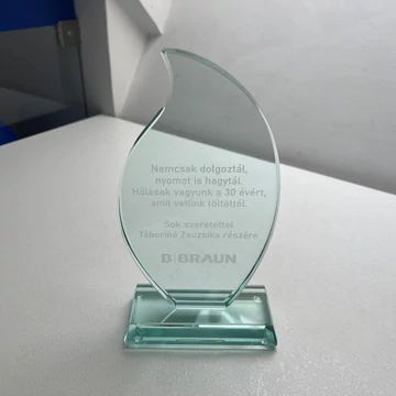 Gravírozott plakett/üvegdíj